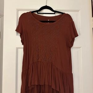 American Eagle Outfitters Short Sleeve Rust Top